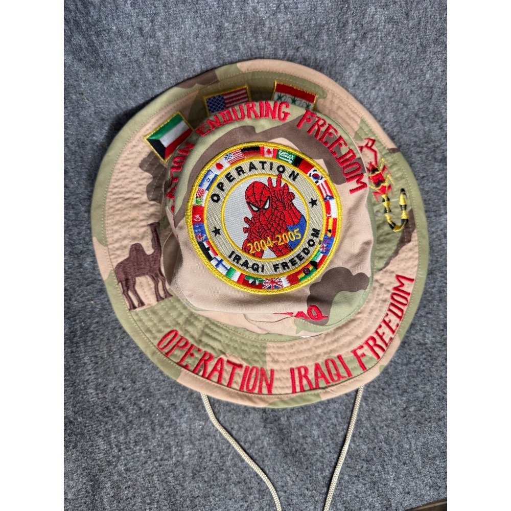VTG Operation Iraqi Freedom Boonie Hat 2004 2005 Desert Camo Spiderman OIF⁠